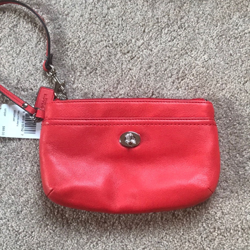 Coach brand new red leather wristlet